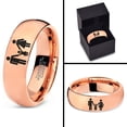 thumbnail image 4 of Tungsten Couple Family Child Holding Hands Band Ring 7mm Men Women Comfort Fit 18k Rose Gold Dome Polished, 4 of 4