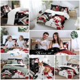 thumbnail image 5 of Christmas Comforter Set Twin Size, Red Hat Snowman Xmas Cardinal Bird House Black Soft Bedding Set for Man Woman, 4 Pieces Duvet Cover Set with Fitted Sheet, 2 Pillowcases, 5 of 9