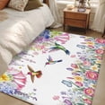 thumbnail image 3 of Area Rug 48×72in, Spring Watercolor Flower Hummingbird Floor Carpet Living Room Rug, Garden Floral Art Non-Slip Welcome Mat Indoor Rugs for Bedroom Dining Room, 3 of 9