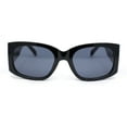 thumbnail image 2 of Womens Thick Temple Mod Fashion Rectangle Plastic Chic Sunglasses All Black, 2 of 4