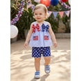 thumbnail image 4 of Loicainy Baby Toddler Girl 4th of July Clothes 3 6 12 18 24 Months 2T 3T Sleeveless Flag Patch Plaid Tank Tops Shorts Outfits Set, 4 of 9