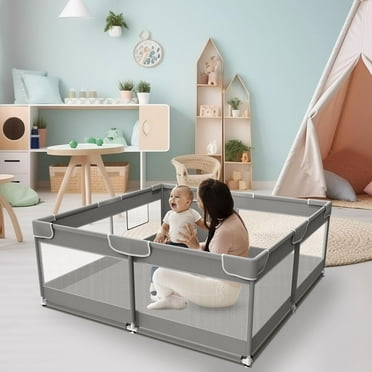 Baby Playpen 50 x 50 inch Pack and Play Playard for Indoor Babies and Toddlers Fence Play Pen with Soft Breathable Mesh