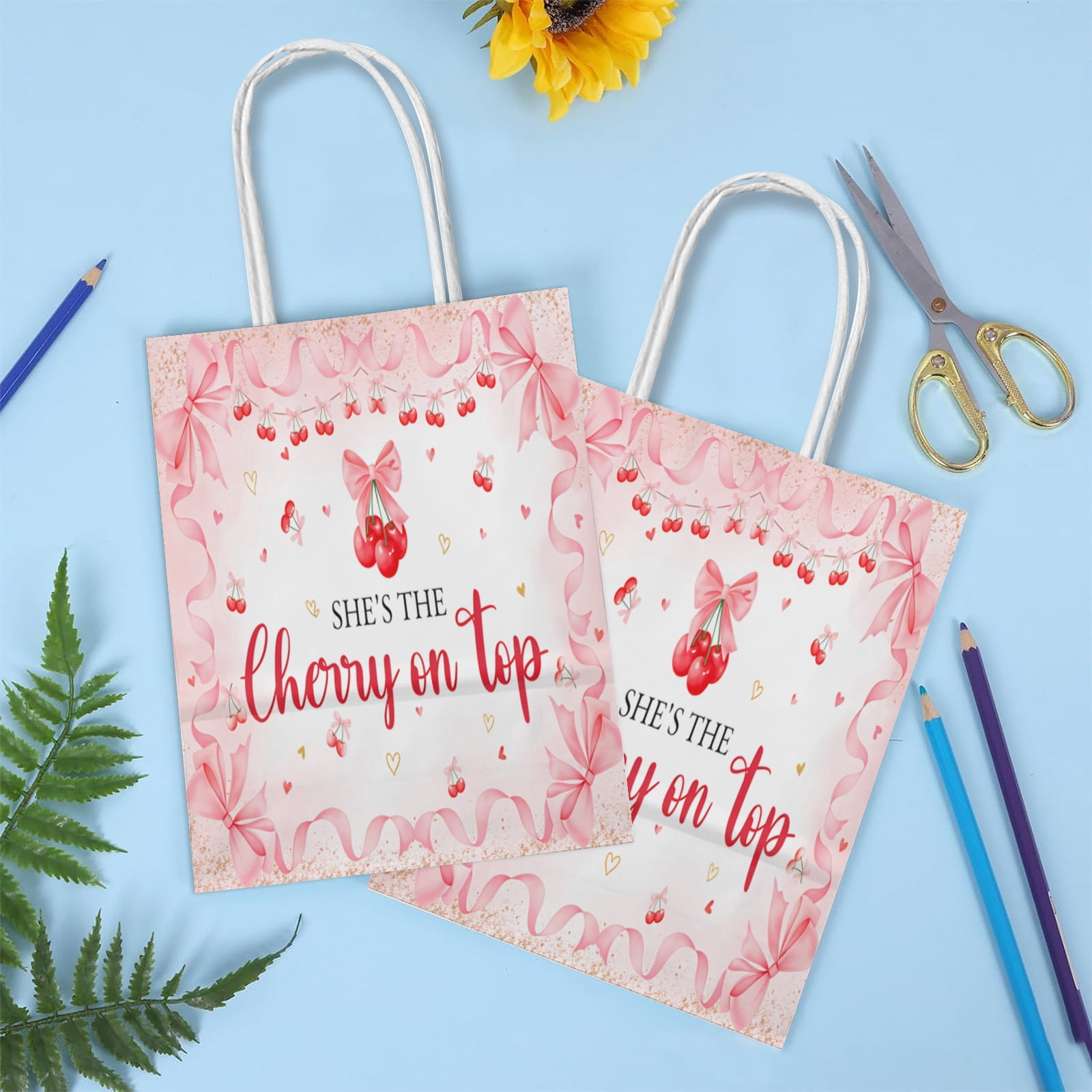 YAHAFEPY Baby Shower Party Favor Bags, She's the Cherry on Top Decorations -20Pcs