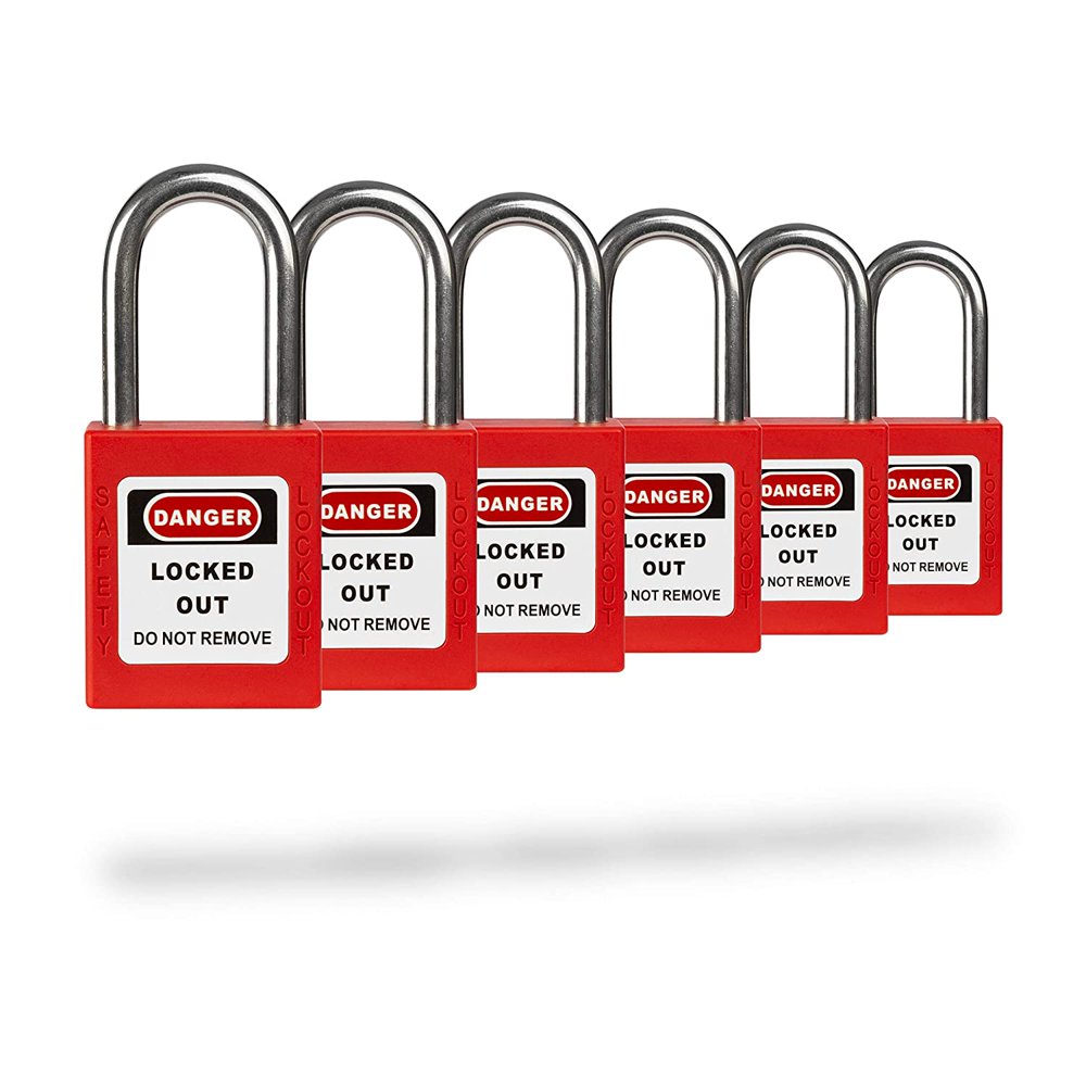 TRADESAFE Lockout Tagout Lock Set 6 Red Keyed Differently OSHA Loto