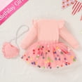 thumbnail image 5 of Younger Tree Girl Birthday Outfit Baby Fall Winter Long Sleeve Sweatshirt Bowknot Tutu Princess Party Dress Set with Bag for 3-4T, 5 of 8
