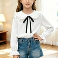 thumbnail image 2 of larppty Girls Blouse Shirts Spring Fall Long Sleeve Button-Down Top Ruffle Collar, 2 of 6