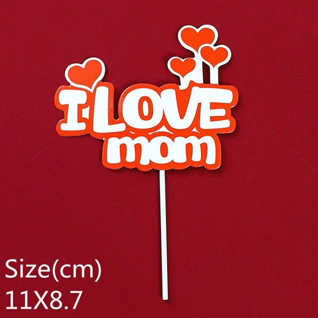 10 Pcs/Bag Paper Board Mom Cake Topper Mother's Day Happy Birthday Decoration Cupcake Party Supplies Baking DIY Decor Gao Jinjia LED