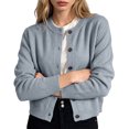 thumbnail image 2 of Women's Long Sleeve Button Down Cropped Knit Cardigan,Casual Short Sweater Jacket, 2 of 6