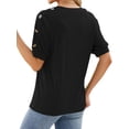 thumbnail image 6 of SLADYGLO Women Crew Neck Raglan Short Sleeve Buttons Decorative T-Shirt, 6 of 7