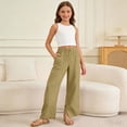 thumbnail image 2 of ZXLBBD Girl's Elastic Waisted Pants Soft Stretch Comfy Everyday Playwear Trousers with for Toddler Kids Versatile Causal Daily Wear,Khaki,Size 7 Y-8 Y, 2 of 6