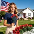 thumbnail image 6 of SLYNSHome 3Pcs Patriotic Faux Flower Bouquet, Red Artificial Poppy Blooms, For Independence Day, Vase, Table & Home Decor, 6 of 8