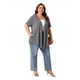 thumbnail image 5 of PINKSIR Women's Plus Size Short Sleeve Cardigan Lightweight Breathable Summer Open Front with Pockets Steel Gray 3X, 5 of 8