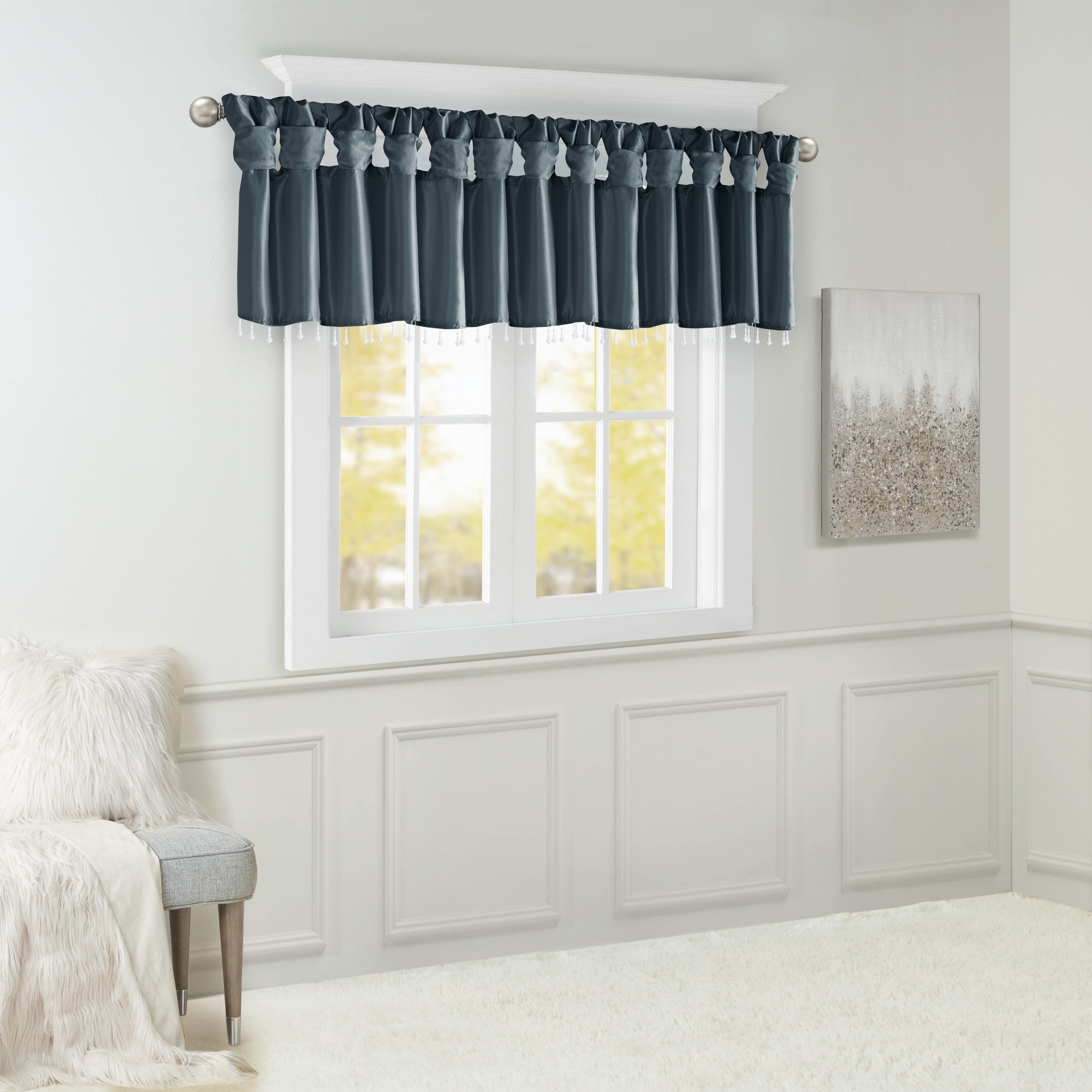 Home Essence Lillian Lightweight Faux Silk Valance With Beads