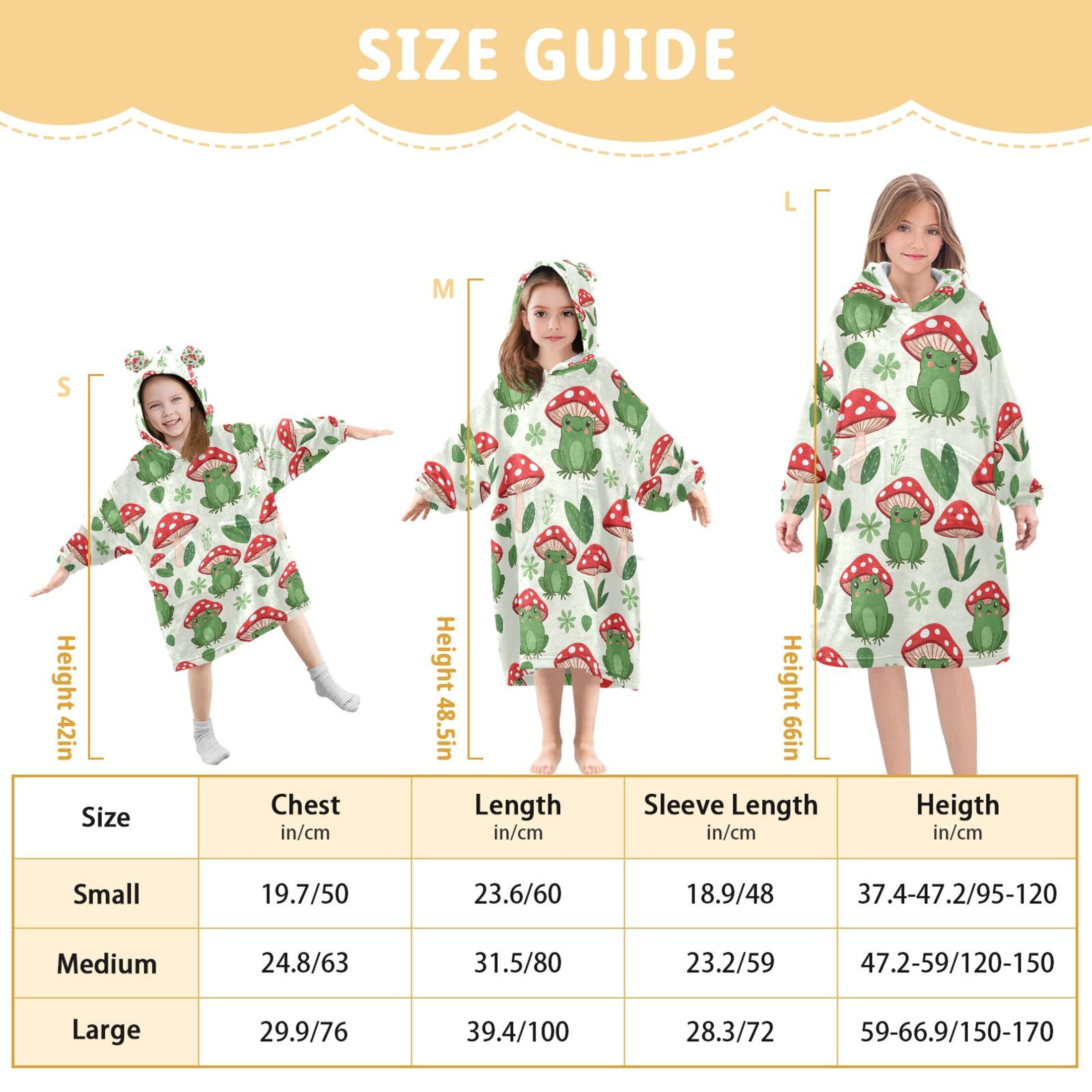 joogoo Blanket Hoodie for Frog with Mushroom Oversize Sweatshirt 3-14 YR L