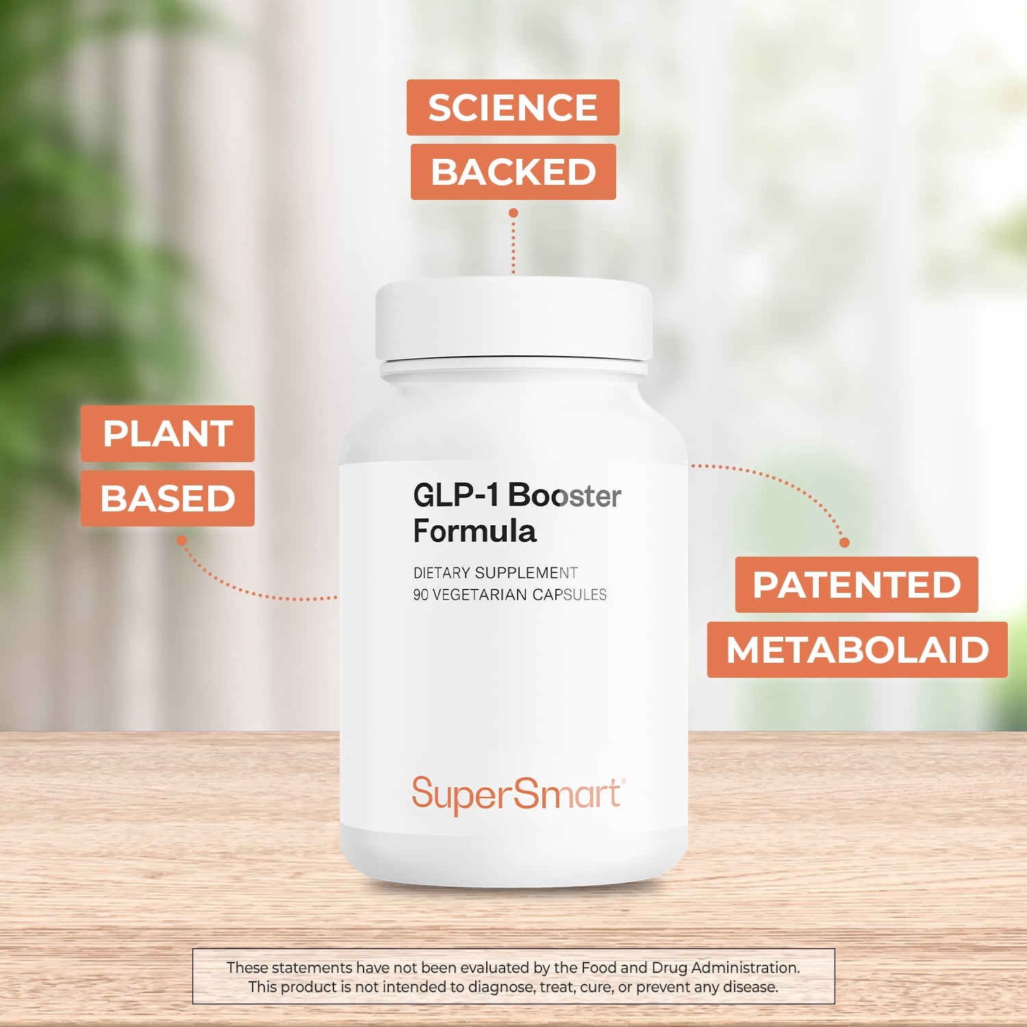 SuperSmart GLP-1 Booster Formula - Advanced Metabolic Balance Complex with Metabolaid, Green Tea EGCG, Berberine 97%, Chromium | Gluten Free & Vegan - 90 Vegetarian Capsules
