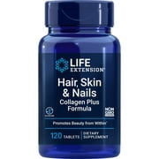Life Extension Hair, Skin & Nails Collagen Plus Formula - Promotes Collagen & Keratin Health - Non-GMO - 120 Tablets