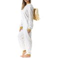 thumbnail image 4 of TBKOMH Christmas Onesie Hooded Pajama Plush Jumpsuit Candy Cane Print Costume Long Sleeve Full Body One Piece Loungewear for Adult Cozy Flannel Holiday Sleep White L, 4 of 5