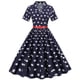 thumbnail image 5 of Vestido retro con estampado de estrellas para mujer, vestido vintage de manga corta con cuello en V y estampado de banderas para fiesta, graduación, vestidos midi para mujer, 5 of 5