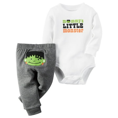 carters baby clothing outfit boys 2 piece halloween bodysuit pant set lil monster