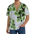 thumbnail image 3 of Easygdp Watercolor Green Leaves Men's Casual Short-sleeved Shirt with Pocket and Button Suitable for Beach Vacation Leisure - Medium, 3 of 7