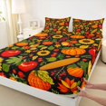 thumbnail image 4 of Manfei Classic Halloween Pumpkin Lantern Queen Sheets,Spider Web Silhouette Print Queen Sheet Sets,4 Pieces,1 Flat Sheet,1 Fitted Sheet and 2 Pillowcases, 4 of 6