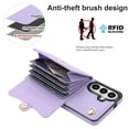 thumbnail image 3 of For Samsung Galaxy S23 5G RFID Blocking Protective Purse Wallet Case Magnetic Organ Style Flip Cover Multi-Card Slots Pocket With Detachable Shoulder Strap And Wrist Strap,Purple,For Galaxy S23 (5G), 3 of 10