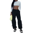 thumbnail image 4 of JJHGVB Cargo Pants Women High Waisted Pants Spring And Summer Solid Printed Casual Wide Leg Cotton And Linen Explosion Loose Pants Female Wide Leg Pants Woman Baggy Pants Black L, 4 of 9