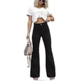 thumbnail image 1 of Pantalones casuales de pana de color liso, tiro medio, ligeramente acampanados, para mujer, otoño/invierno., 1 of 2
