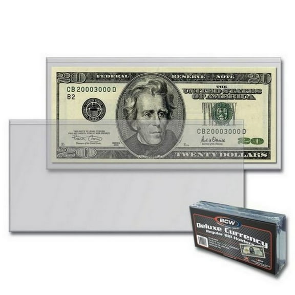 BCW Deluxe Currency Regular Bill Holders - 6⅛ x 2⅛ (Pack of 50)