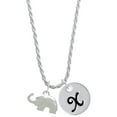 thumbnail image 1 of Delight Jewelry Silvertone Elephant with Crystal Eyes Silvertone Script Initial Disc - X - Charm Necklace, 20"+3", 1 of 1