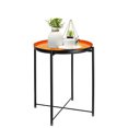 thumbnail image 5 of Cerbior Metal Tray End Table, Round Accent Coffee Side Table, Anti-Rust and Waterproof Outdoor Small Side Table, Indoor Modern Sofa Side Table Bedside Table for Living Room(Black+Black Orange), 5 of 6