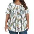 thumbnail image 2 of TQWQT Plus Size Womens Tops 4x-5x Summer Tunic Tops Crew Neck Floral Print Short Sleeves Tee Dressy Casual Tee Shirts 5x Women Plus Size Clothing Green L, 2 of 5