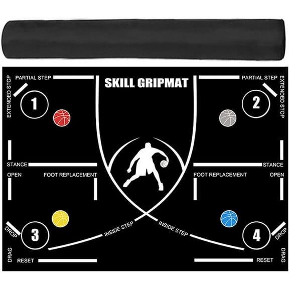 Basketball Foot Train Mat | 31.5*47.2in Basketball Training Mat Equipment | Portable Foot Train Ball Mastery Mats | Non-Slip Agility Silent Basketballs Footstep Training Mats for Outdoor & Indoor