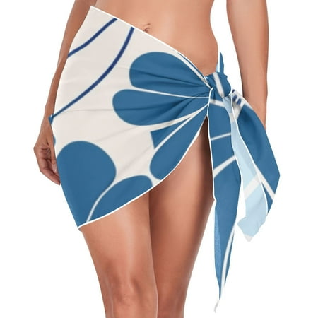 Flowers Floral Women Coverups Beach Cover Up Chiffon Swimsuit Bikini Wrap Short Skirt Beach Slit Tie Waist