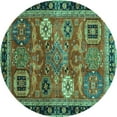 thumbnail image 1 of Ahgly Company Indoor Round Abstract Turquoise Blue Modern Area Rugs, 5' Round, 1 of 4