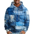 thumbnail image 2 of Men's Oversized Graffiti Print Hooded Sweatshirt, Long Sleeve Loose Fit Casual Pullover Fleece Hoodie for Streetwear,Blue,5XL, 2 of 5