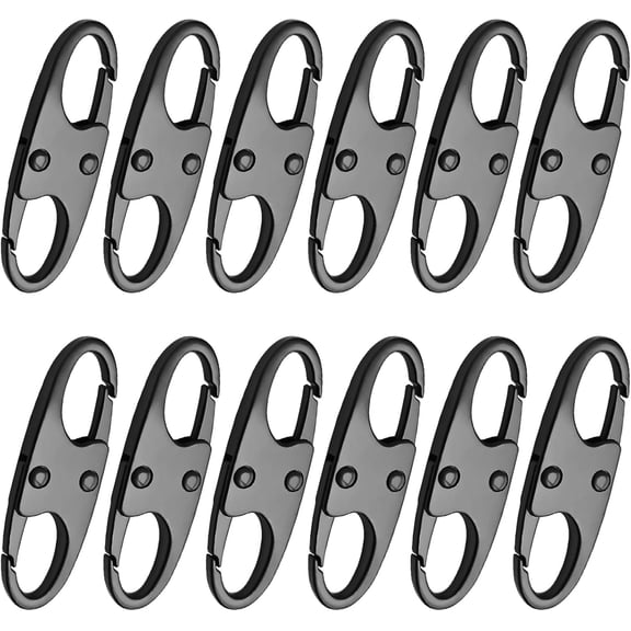 12pcs Metal Zipper Clip Anti Theft,Quick Disconnect Small Carabiner Clip Zipper Lock,Zipper Pull Replacement for Backpacks Luggage Travel Camping Bags