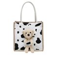 thumbnail image 1 of Bolso de mano portátil con bonito oso de peluche, bolsa de compras de gran capacidad con asa superior Talla única, 1 of 8