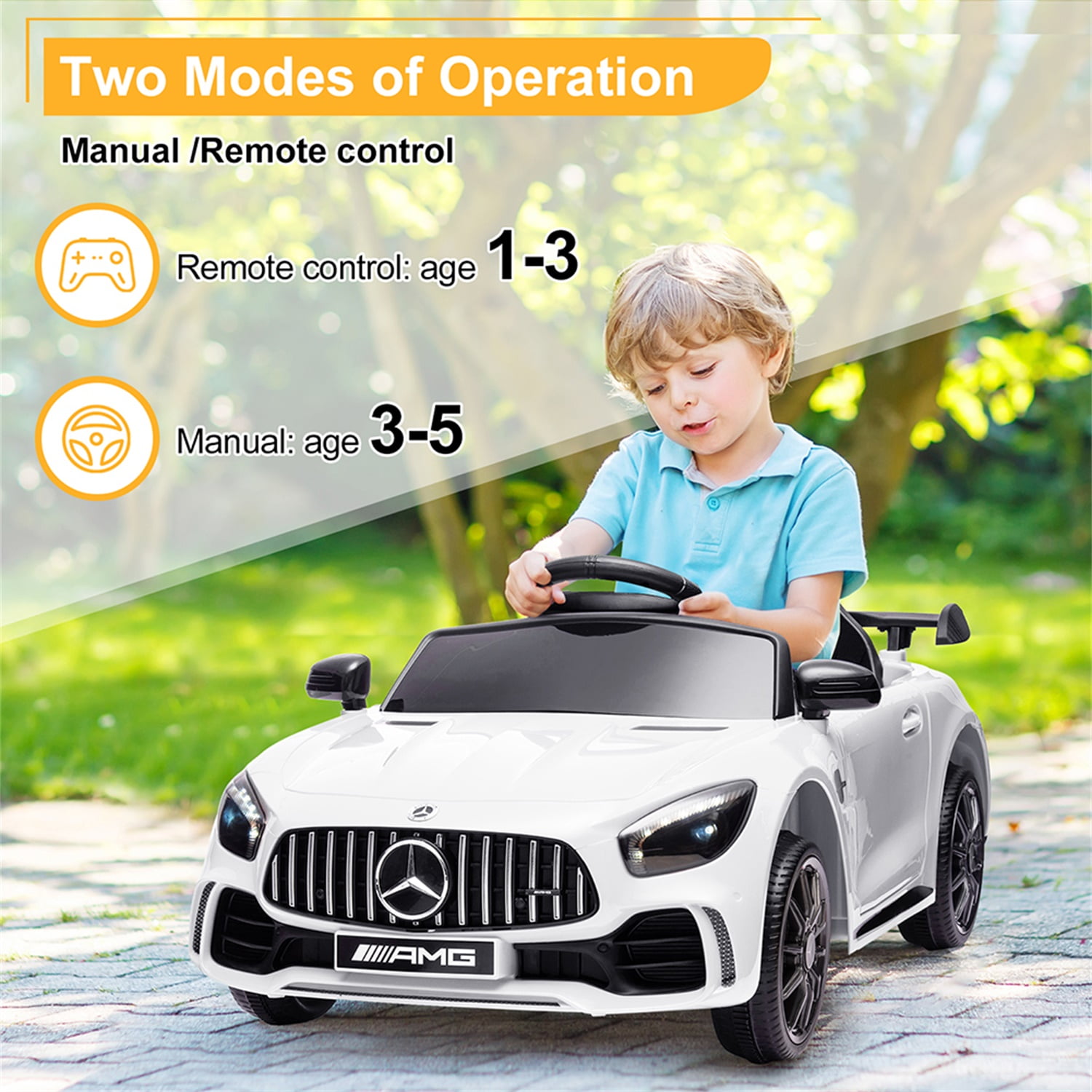 Kepooman Dual Drive 12V 4.5Ah Electric Kids Toy with 2.4G Remote Control Mercedes-Benz Sports Car, White kids ride on Kepooman Dual Drive 12V 4.5Ah Electric Kids Toy with 2.4G Remote Control Mercedes-Benz Sports Car, White kids ride on