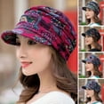 thumbnail image 6 of Foldable Earflap Cap for Women Ethnic Floral Print Short Brim Winter Hat, 6 of 6
