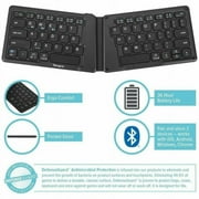 Ergonomic Foldable Bluetooth® Antimicrobial Keyboard, Black
