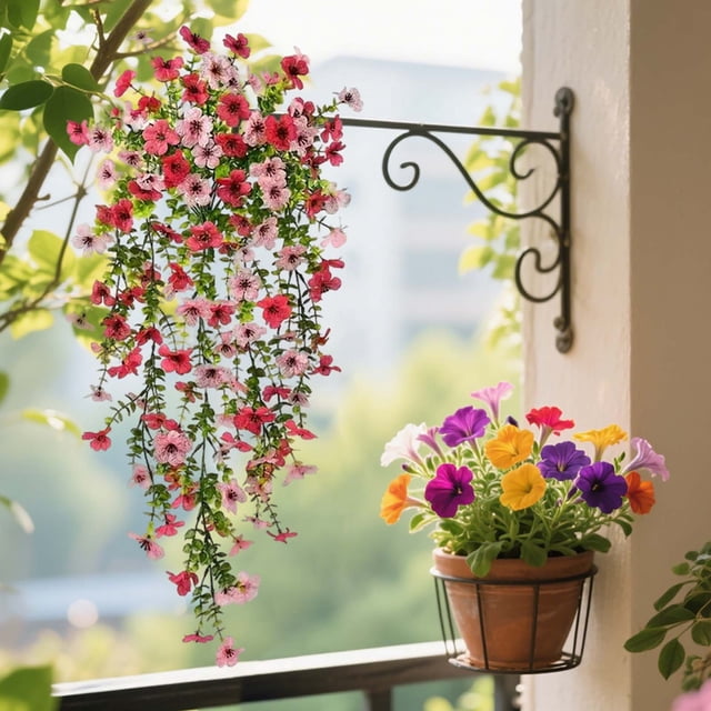 CaiYueKe Artificial Violet Orchid Hanging Vine Fake Flowers Outdoor Garden Wall Decor Faux Phalaenopsis Plant Hanging Vines Photography Backdrop Wedding Party Home Decoration