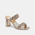 thumbnail image 2 of Dolce Vita Paily Dark Gold Crackled Stella Suede Squared Toe Heeled Sandals (Dark Gold Crackled Stella, 11), 2 of 9