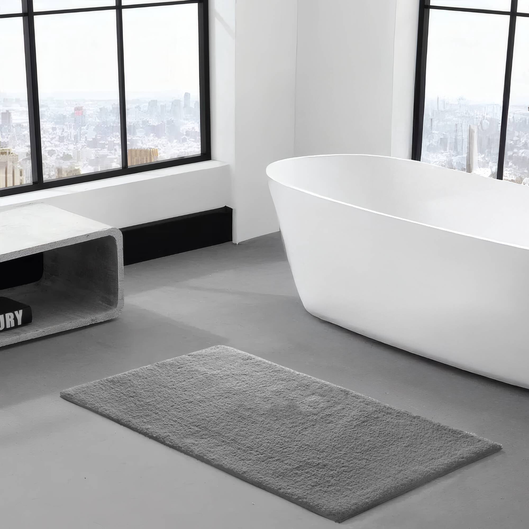 24x72" Marshmallow Bath Rug Runner 100% Polyester Ultra Soft Plush High Pile Quick Dry Absorbent Non-Slip Latex Backing Machine Washable Bathroom Rug
