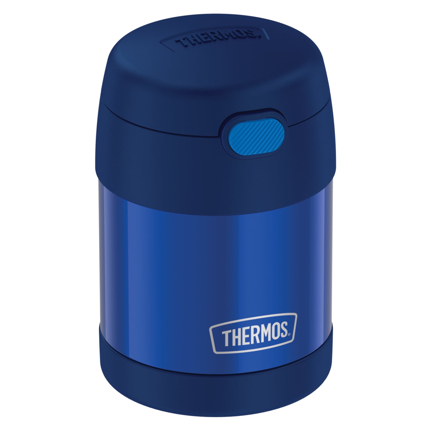Food Funtainer Jar Thermos 10 Ounce Oz Capacity Stainless Steel Insulated Blue