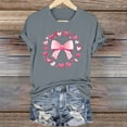thumbnail image 1 of Xuyuer Valentine's Day Women's Graphic Cute Bow Tees Casual Print Round Neck T Shirt Summer Short Sleeve Trendy Tops Dressy Aesthetic T-Shirt Aesthetic Tee Tops Pink Bow Girly Tee, 1 of 6