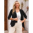 thumbnail image 5 of DARING DIVA Women's 3/4 Sleeve Open Front Loose Cover Ups Lightweight Shrug S Black, 5 of 8
