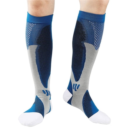 Adult Women Breathable Rugby Socks Nylon Nursing Stockings Sports Socks Cycling Socks Running Socks Compression Socks BLUE XXL