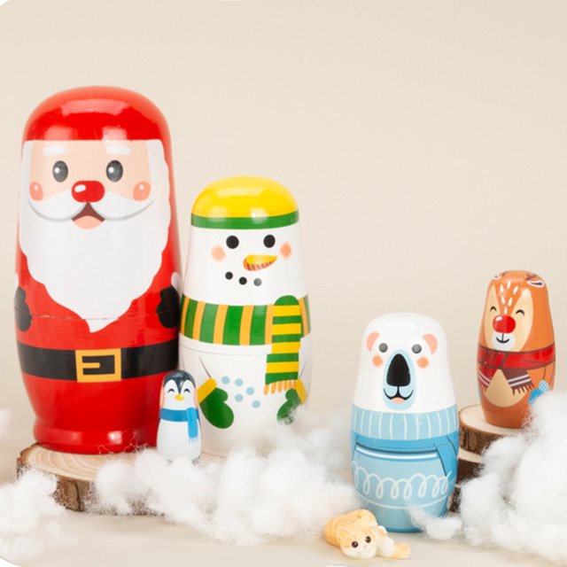 Muñecos rusos de Navidad para anidar, muñecos anidados de Papá Noel para niños, 6 uds.