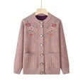 thumbnail image 2 of Fall Warm Knit Cardigan Sweaters for Women Lightweight Flower Embroidered Pattern Button Down Long Sleeve Senior Outerwear Casual Ladies Tops, 2 of 8